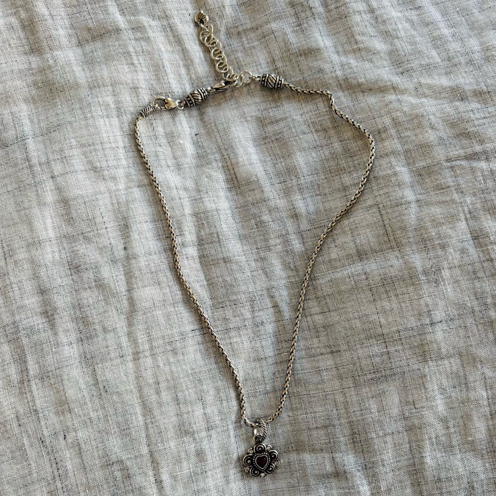 Brighton antique silver charm necklace with amethyst purple stone - Picture 2 of 4